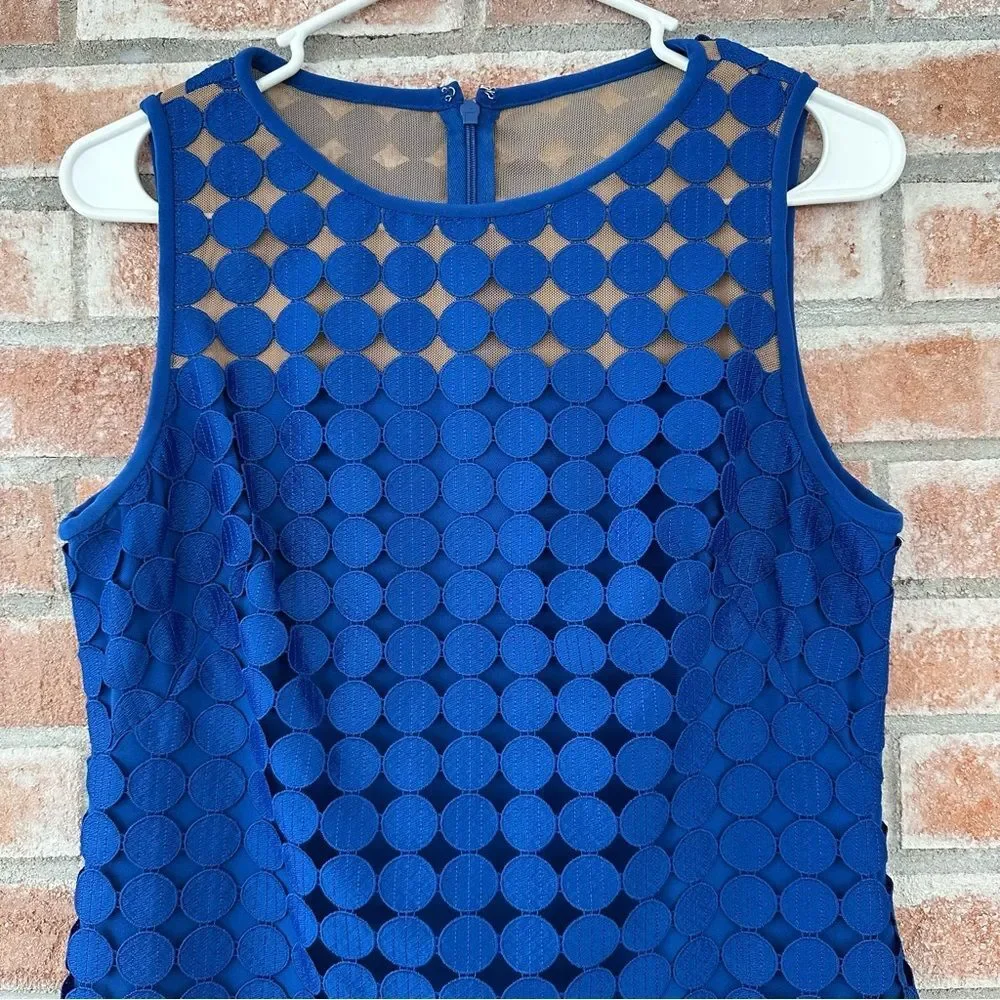 Lauren Ralph Lauren Polka Dot Cocktail Sheath Dress Women’s 10 Petite 10P Blue - Picture 3 of 10
